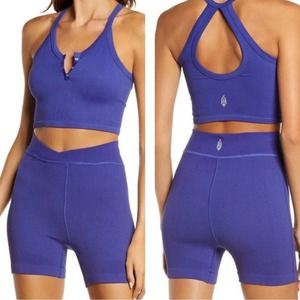 FP Movement Free Throw Shorts in Outer space Purple Blue Ribbed Workout Shorts